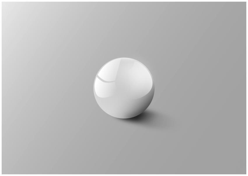 Elegant white sphere on a light grey background re