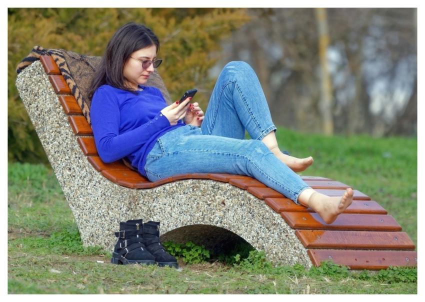 Woman Young Sitting Bench