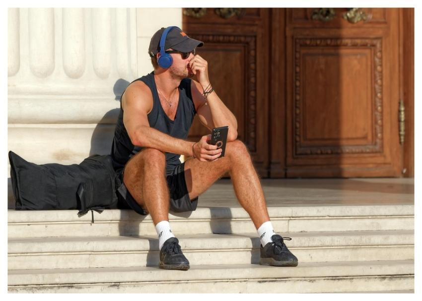 Man Casual Stairs Sitting