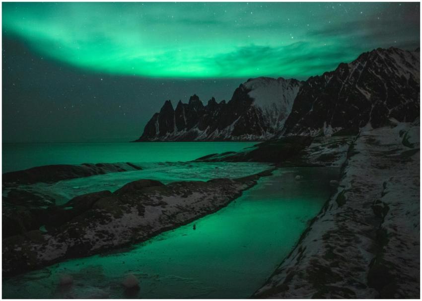 Stunning view of the aurora borealis illuminating