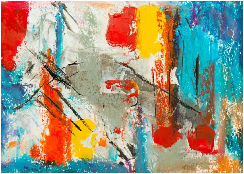 Dynamic abstract artwork featuring vivid colors an