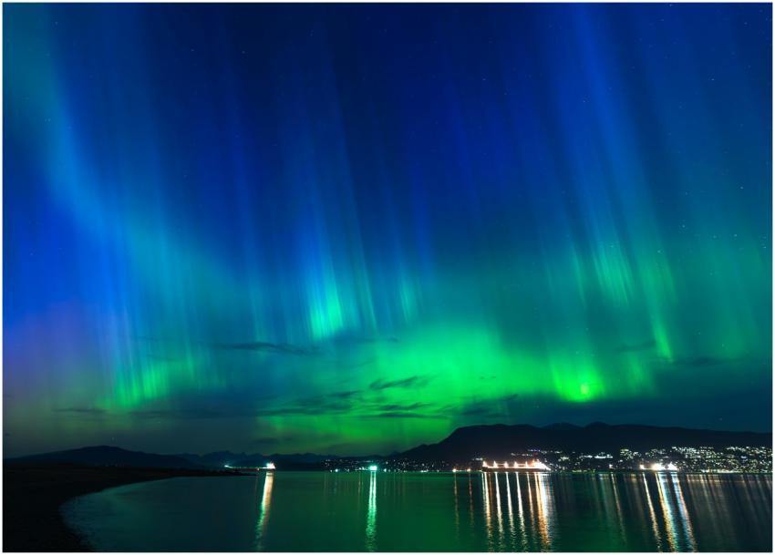 Vibrant aurora borealis illuminating the night sky