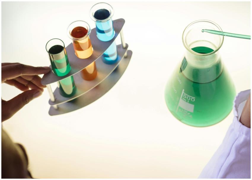 A vibrant science experiment involving colorful li