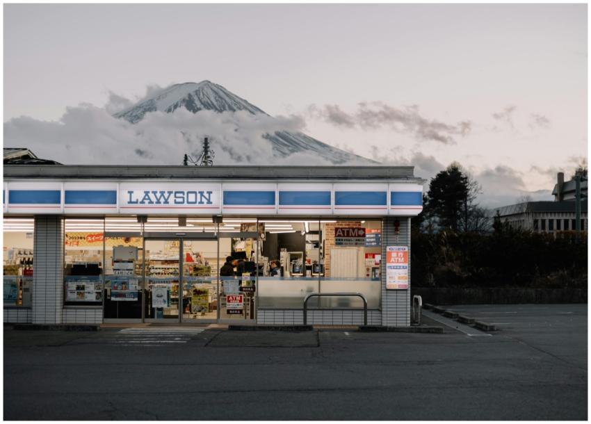 Lawson store with Mount Fuji in the background dur