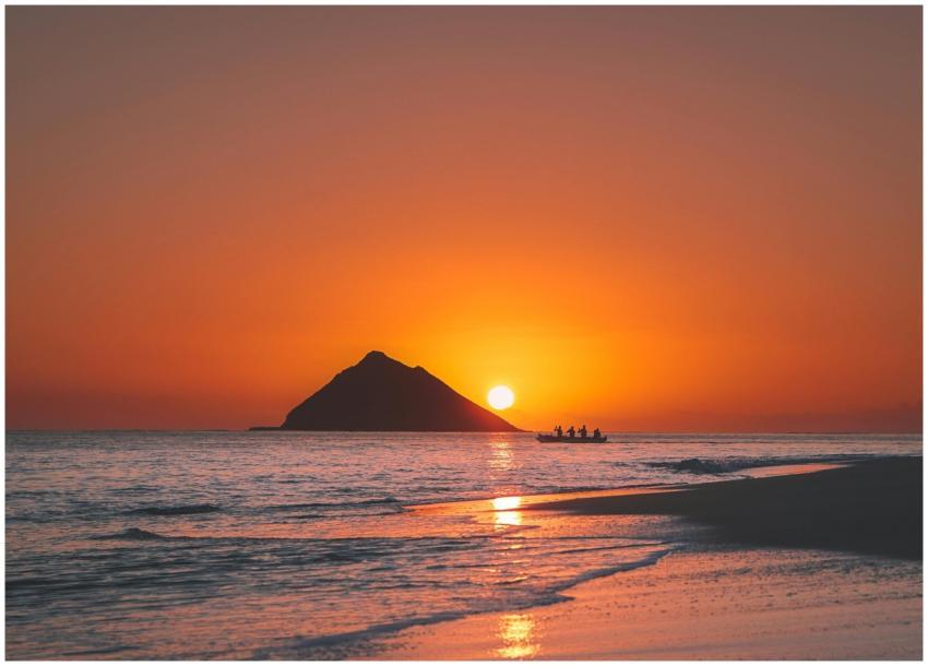 A stunning view of a sunset over Makapu'u Beach, H