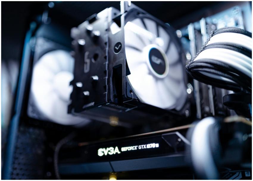 Detailed view of a cooling fan inside a modern gam