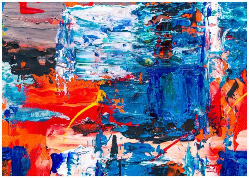 Colorful abstract painting with dynamic brush stro