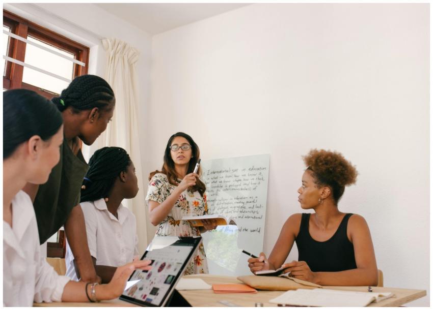 A diverse group of professionals collaborating in
