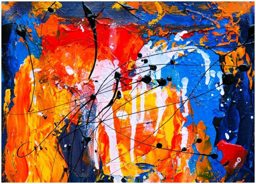 Dynamic abstract painting with vibrant colors, sho