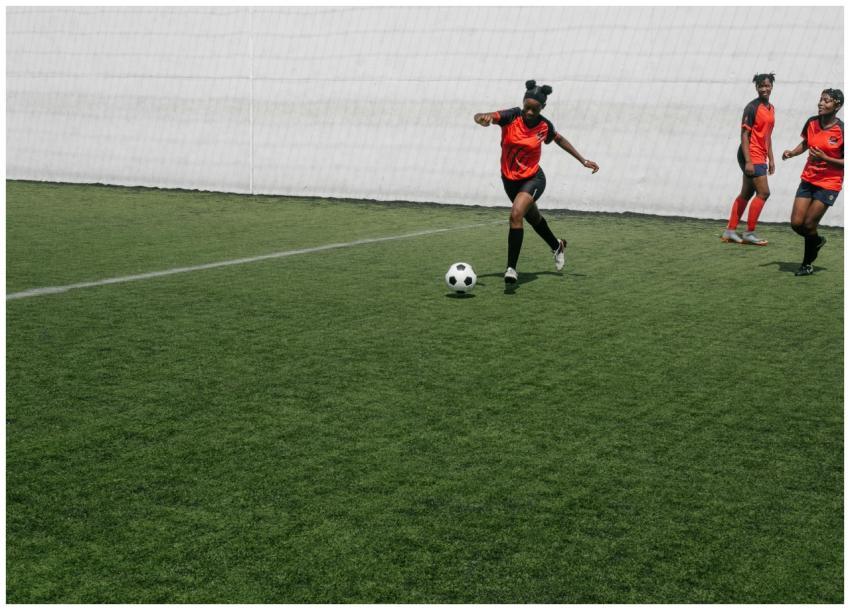 Young African American females playing in football