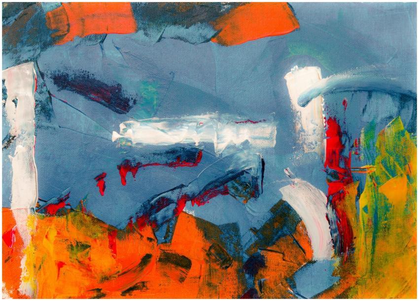 Dynamic abstract painting with bold colors and exp