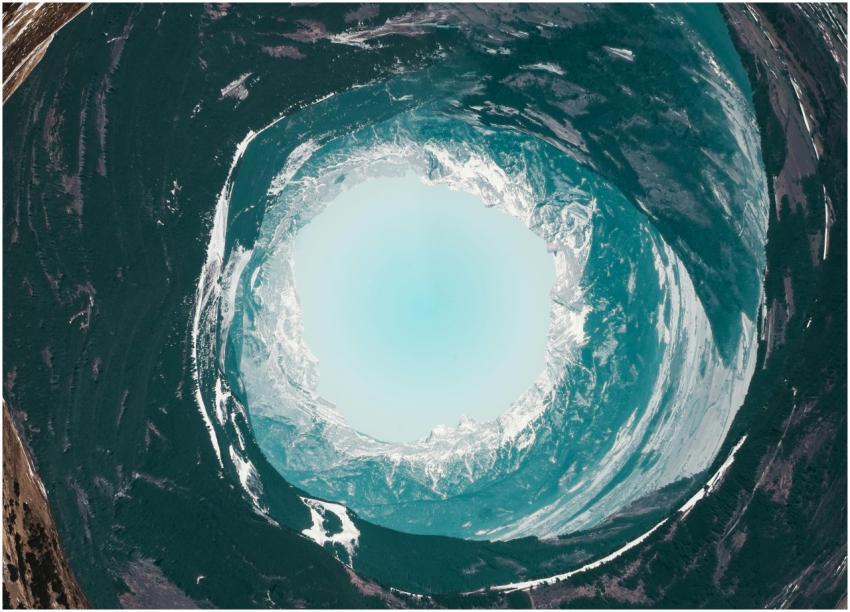 A captivating aerial abstract of a frozen landscap