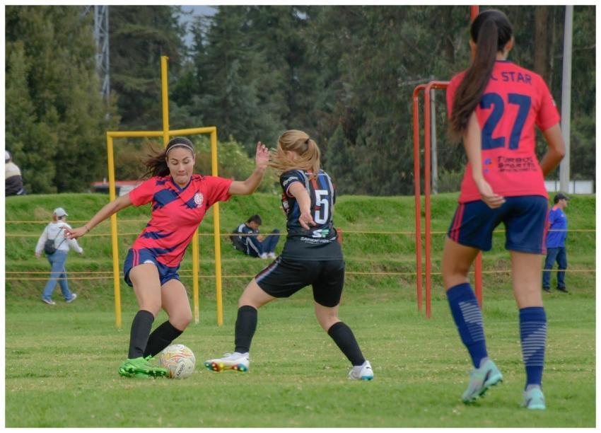 Dynamic moment of a women's soccer match in action