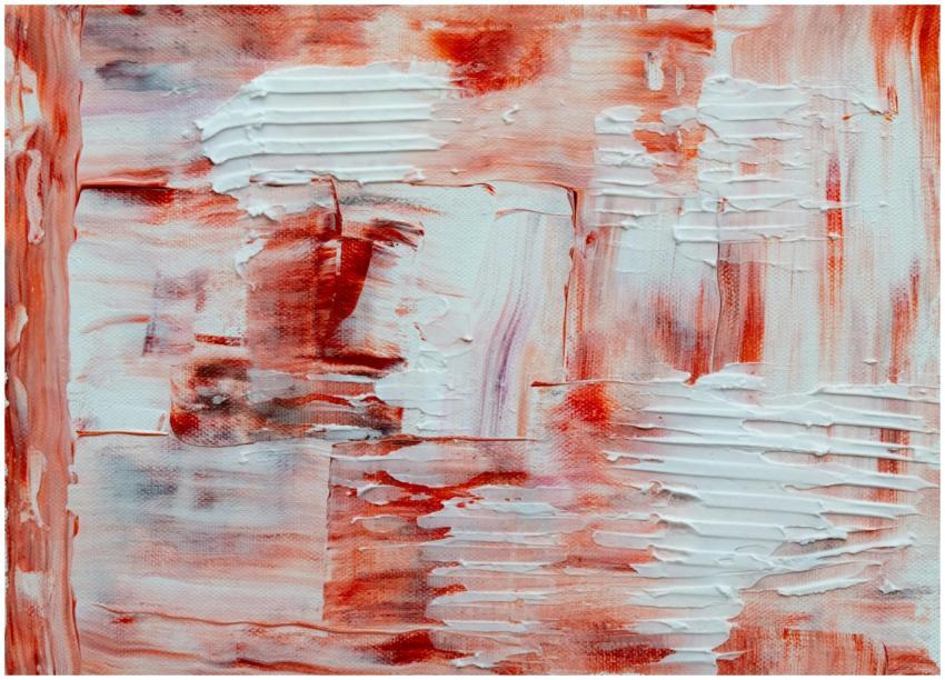 Vibrant abstract painting featuring textured white