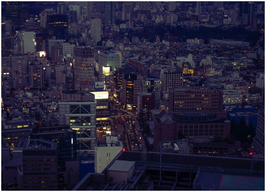 Captivating aerial view of Shibuya City, Tokyo at