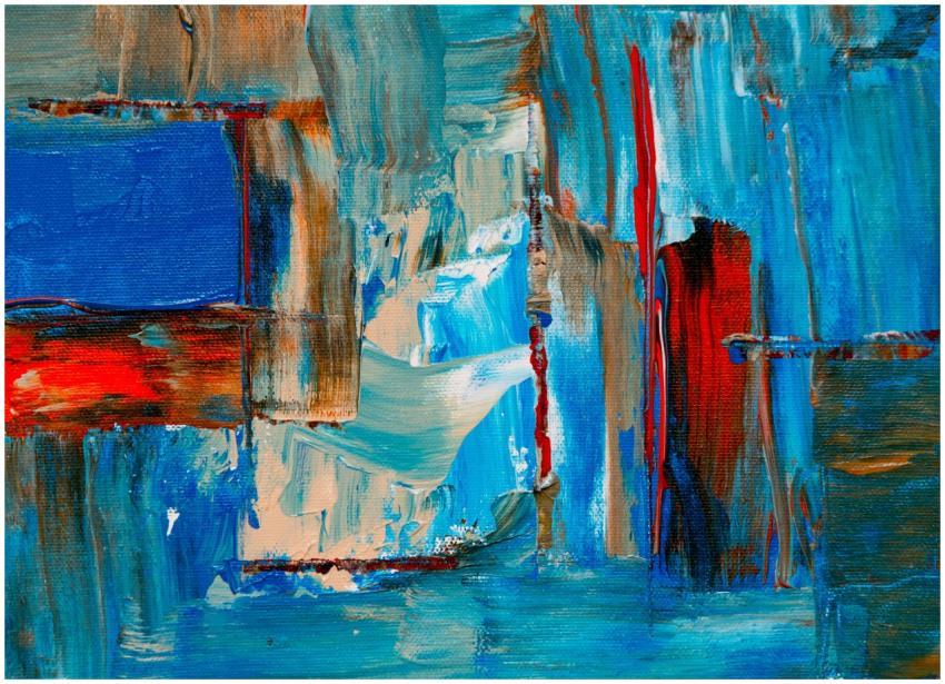 A vibrant and colorful abstract acrylic painting w