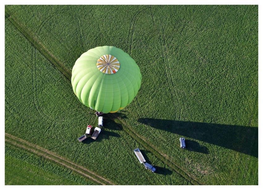 Hot Air Balloon Ball Sky View Green