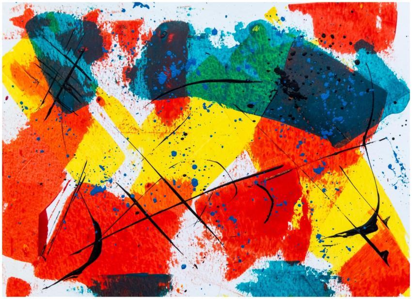 Dynamic abstract art with bold colors and expressi