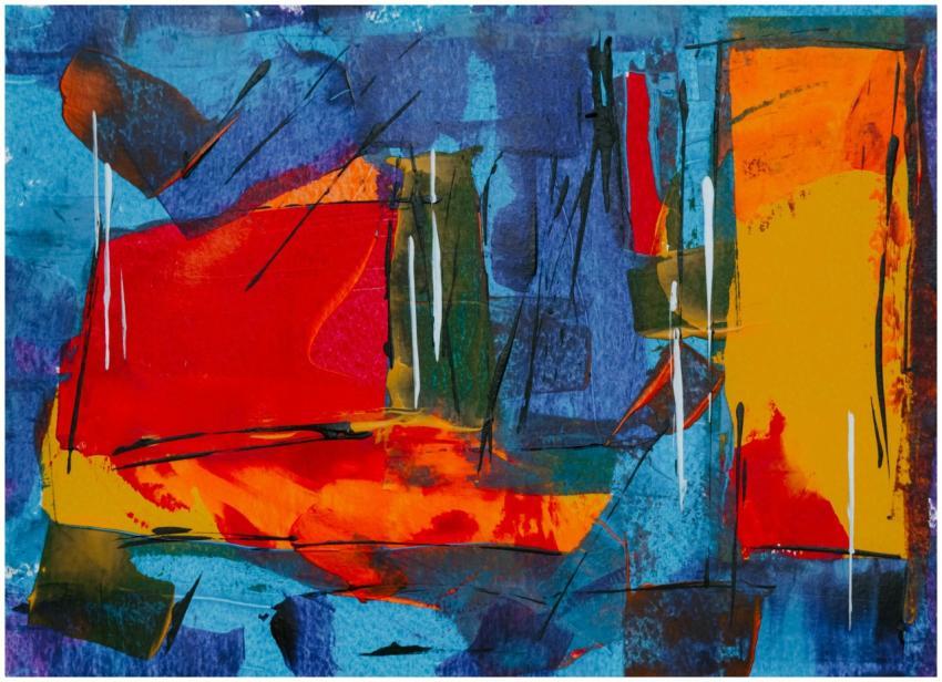 Dynamic and colorful abstract painting with rich t