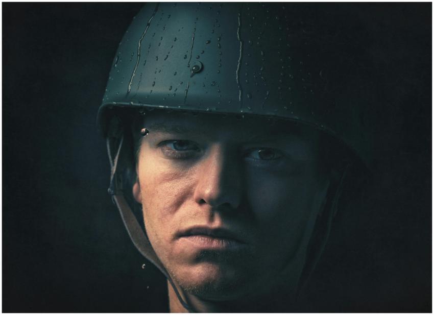 Dramatic Portrait Soldier Helmet