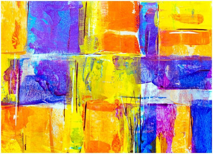 Colorful abstract acrylic painting featuring vivid
