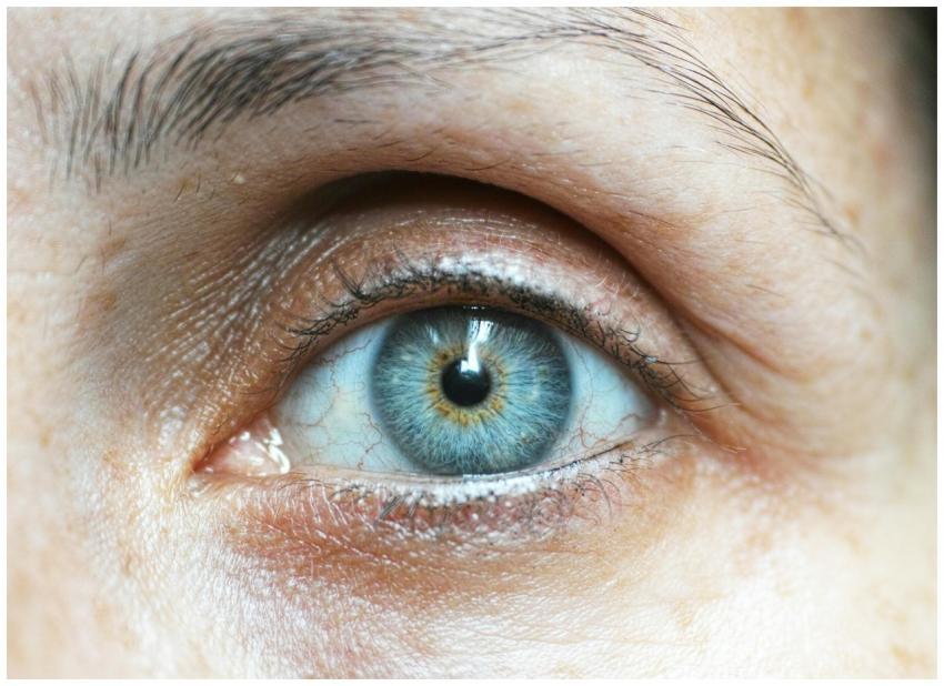Detailed close-up image of a woman's blue eye reve