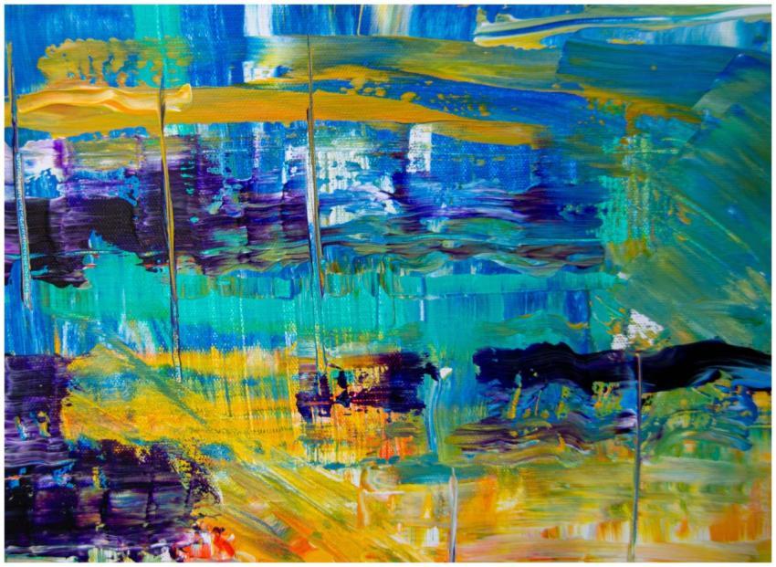 Dynamic abstract painting with vibrant brushstroke