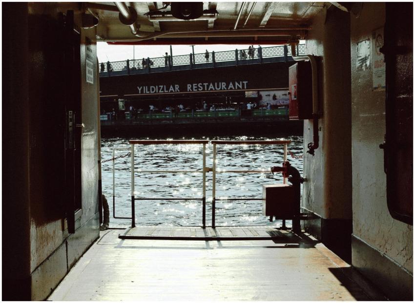 Inside ferry view towards Yildizlar Restaurant and