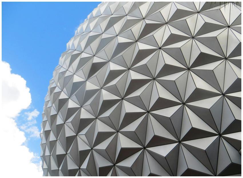 Close-up of a futuristic geometric pattern on a do