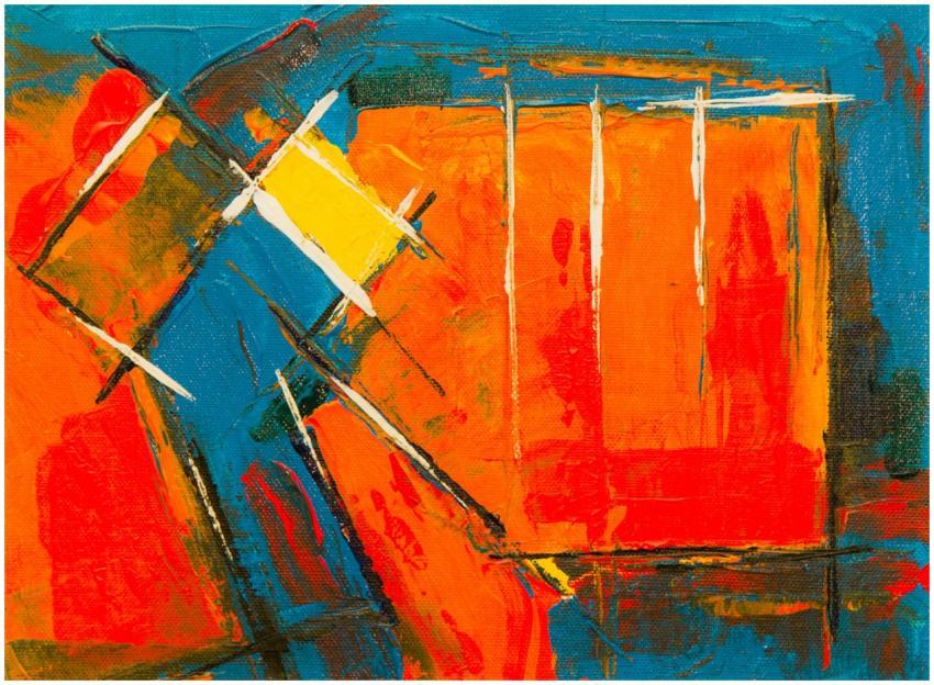 Colorful abstract acrylic artwork with bold geomet