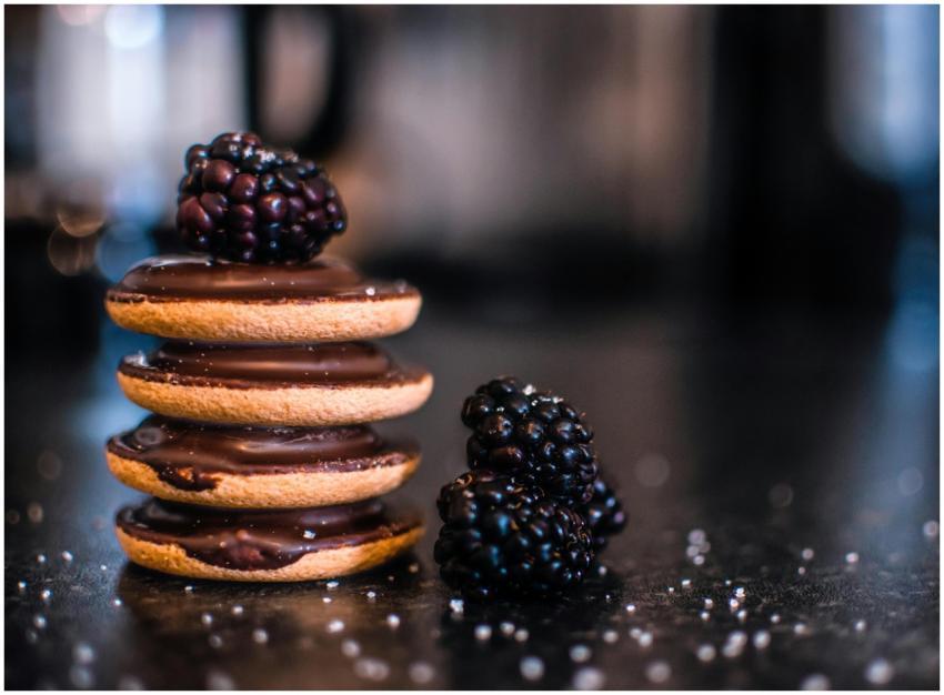 Delicious stack of chocolate-covered biscuits topp