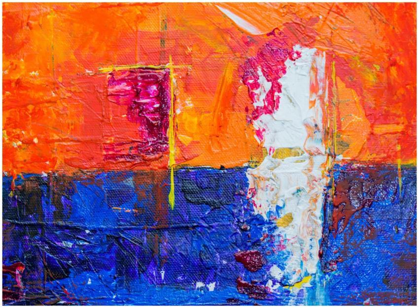 Colorful abstract painting with rich textures and