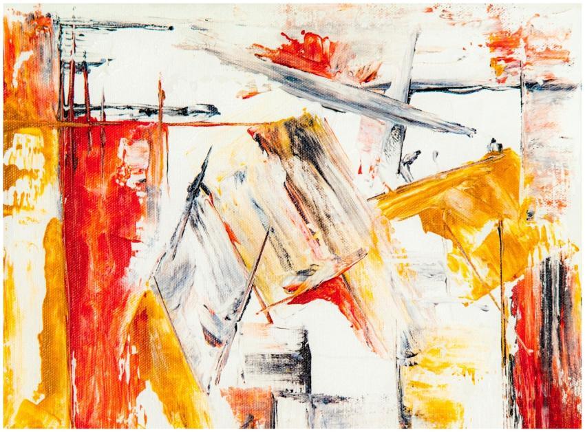 Dynamic abstract expressionism art in vibrant red,