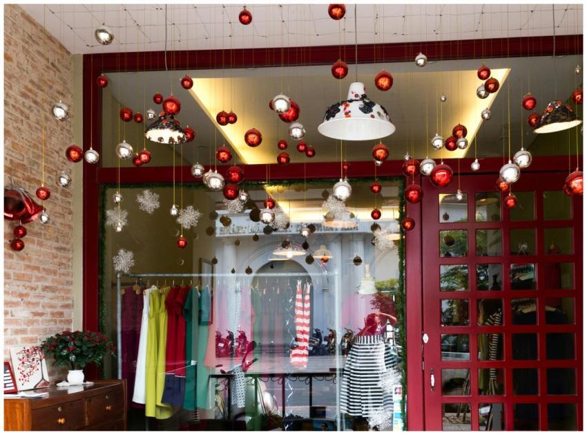 Elegant boutique showcasing colorful fashion amids