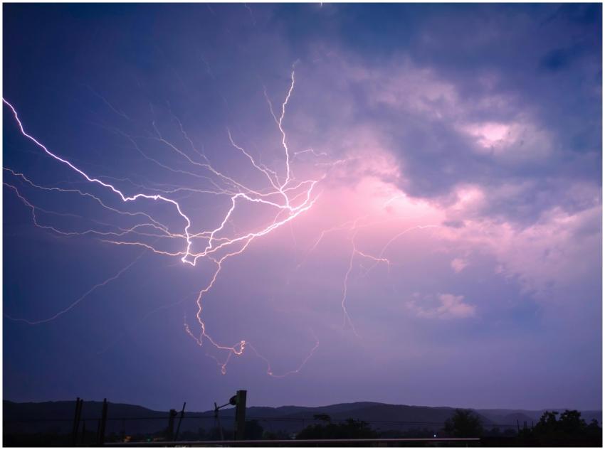 Captivating lightning bolts illuminate the night s