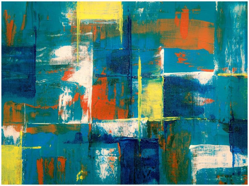 Colorful abstract acrylic artwork featuring vivid