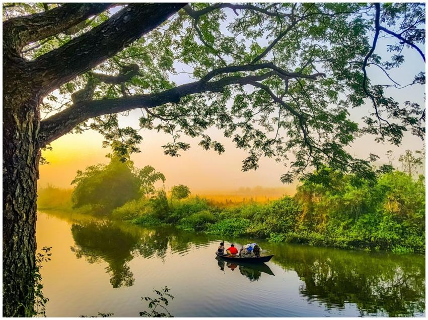 Peaceful boat ride during sunrise at Gazaria, capt