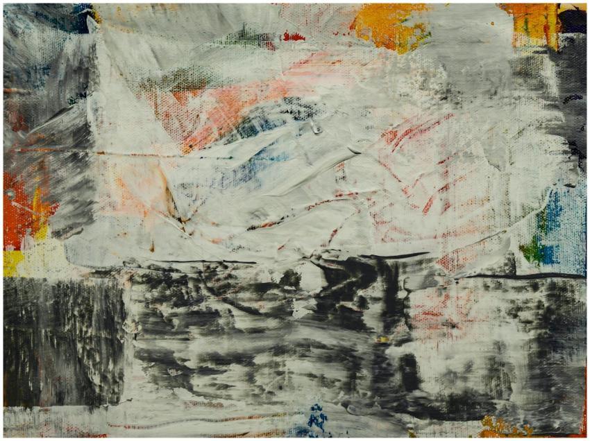 Vibrant abstract painting with bold textures and d