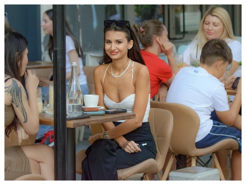 Woman Terrace Restaurant People