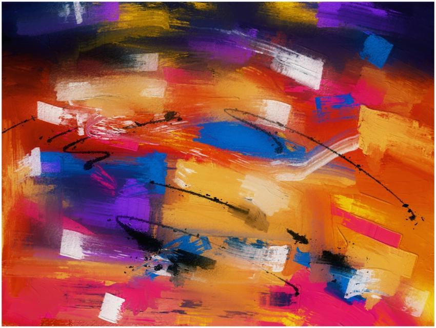 Dynamic abstract painting with vivid colors and ex