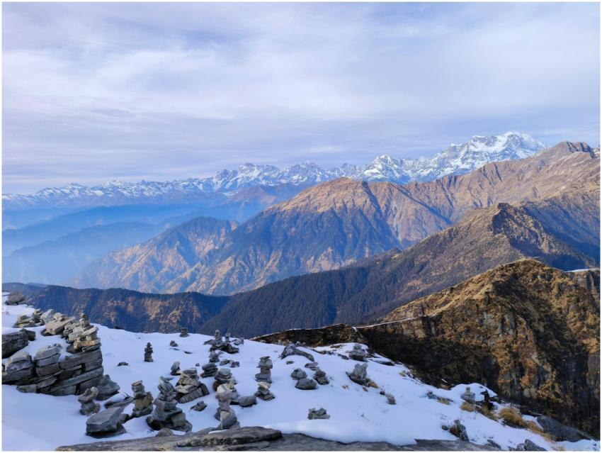 Scenic view of the snow-covered Himalayan mountain