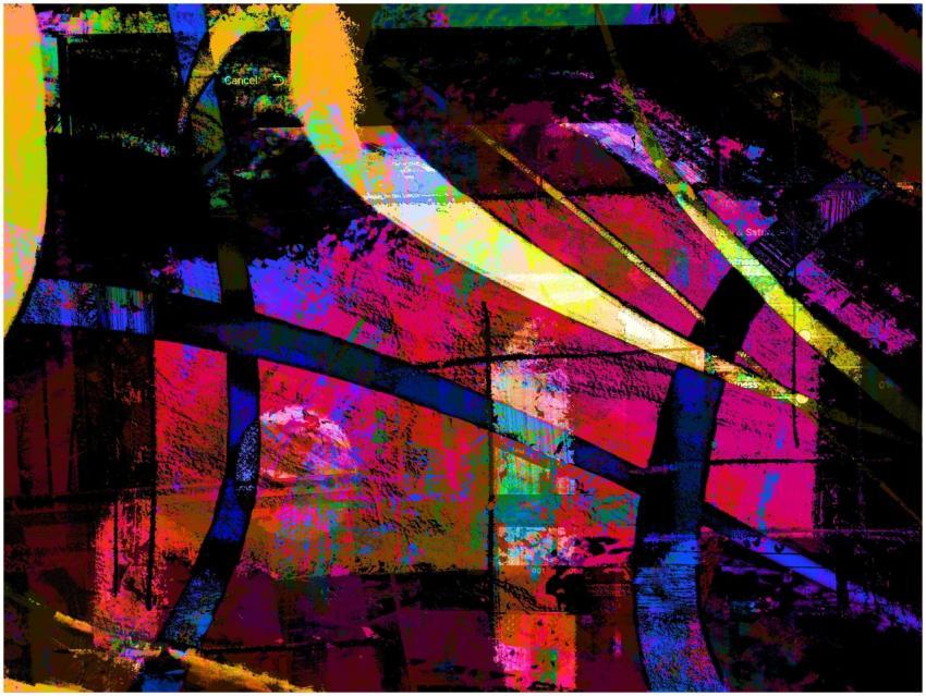Colorful abstract art piece featuring vivid geomet
