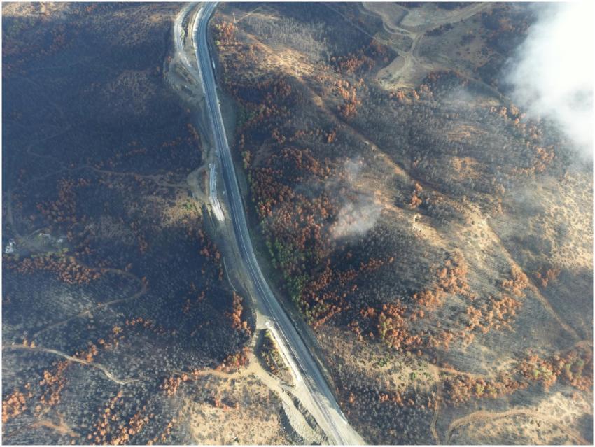 Aerial Highway Through Burnt