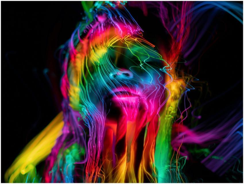Colorful abstract neon portrait capturing luminesc