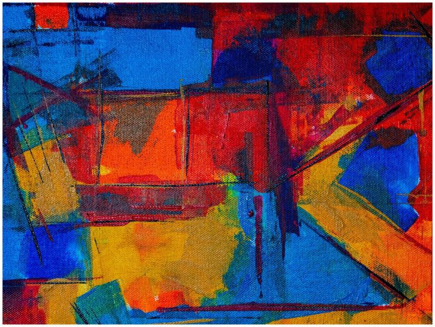 Dynamic abstract painting with bold colors and exp