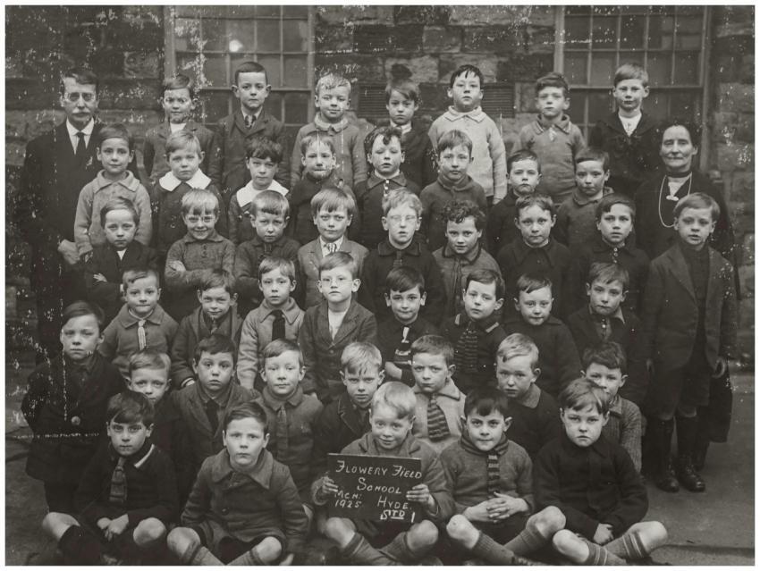 A classic group portrait of schoolchildren and tea