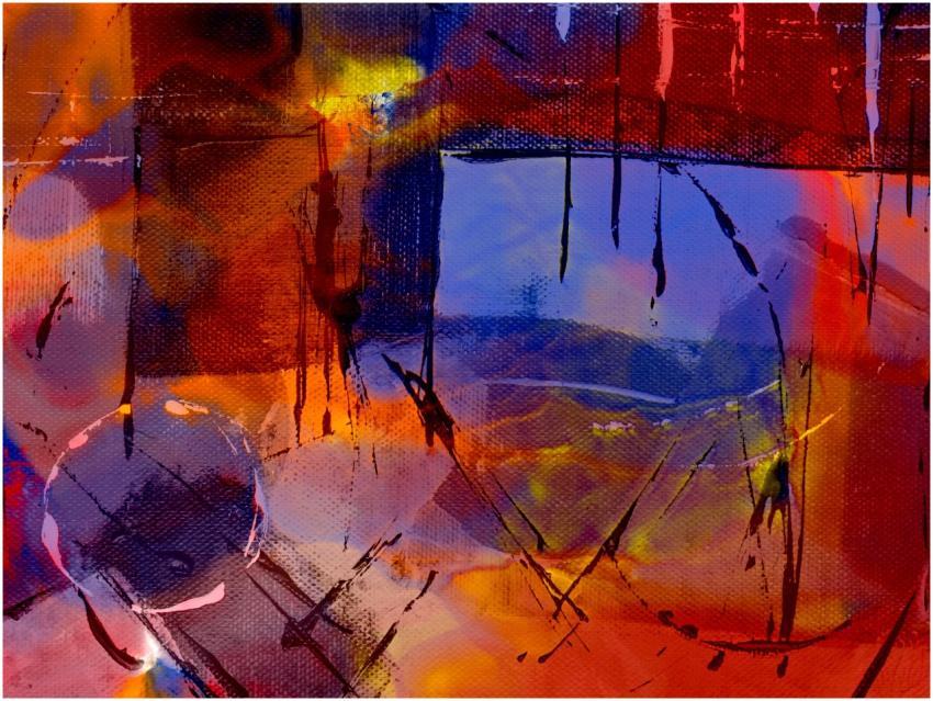 Dynamic abstract art piece with bold colors and ex