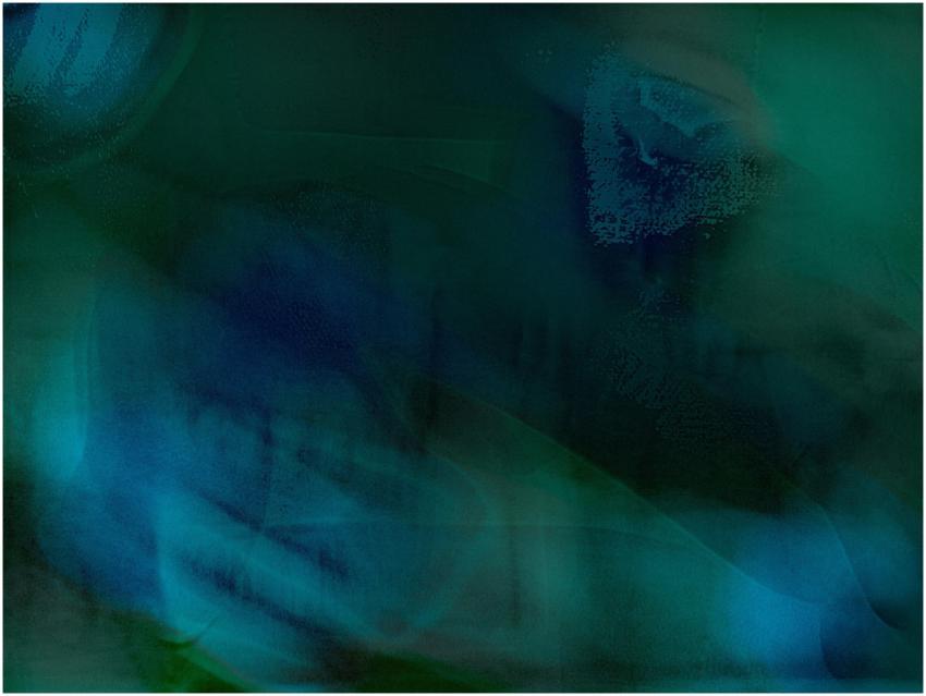 Dynamic abstract art piece featuring layered blue