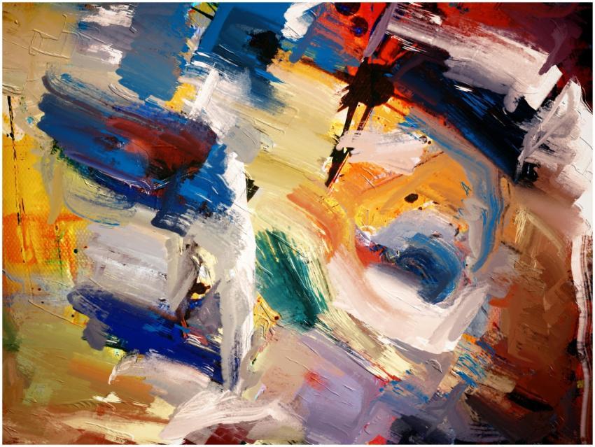 Colorful abstract painting with dynamic brush stro