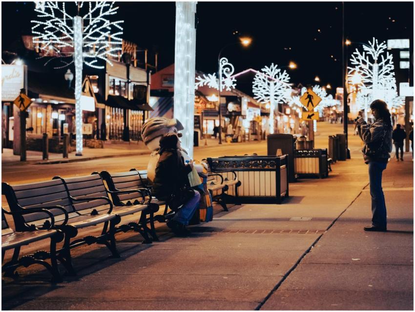 Capture of a vibrant night street scene with winte